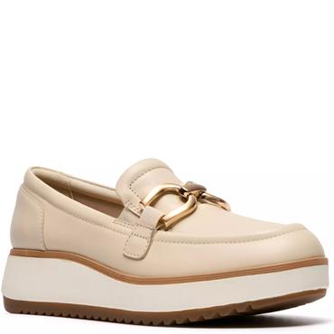 CLARKS  WOMENS  SHOE - CREAM LEATHER